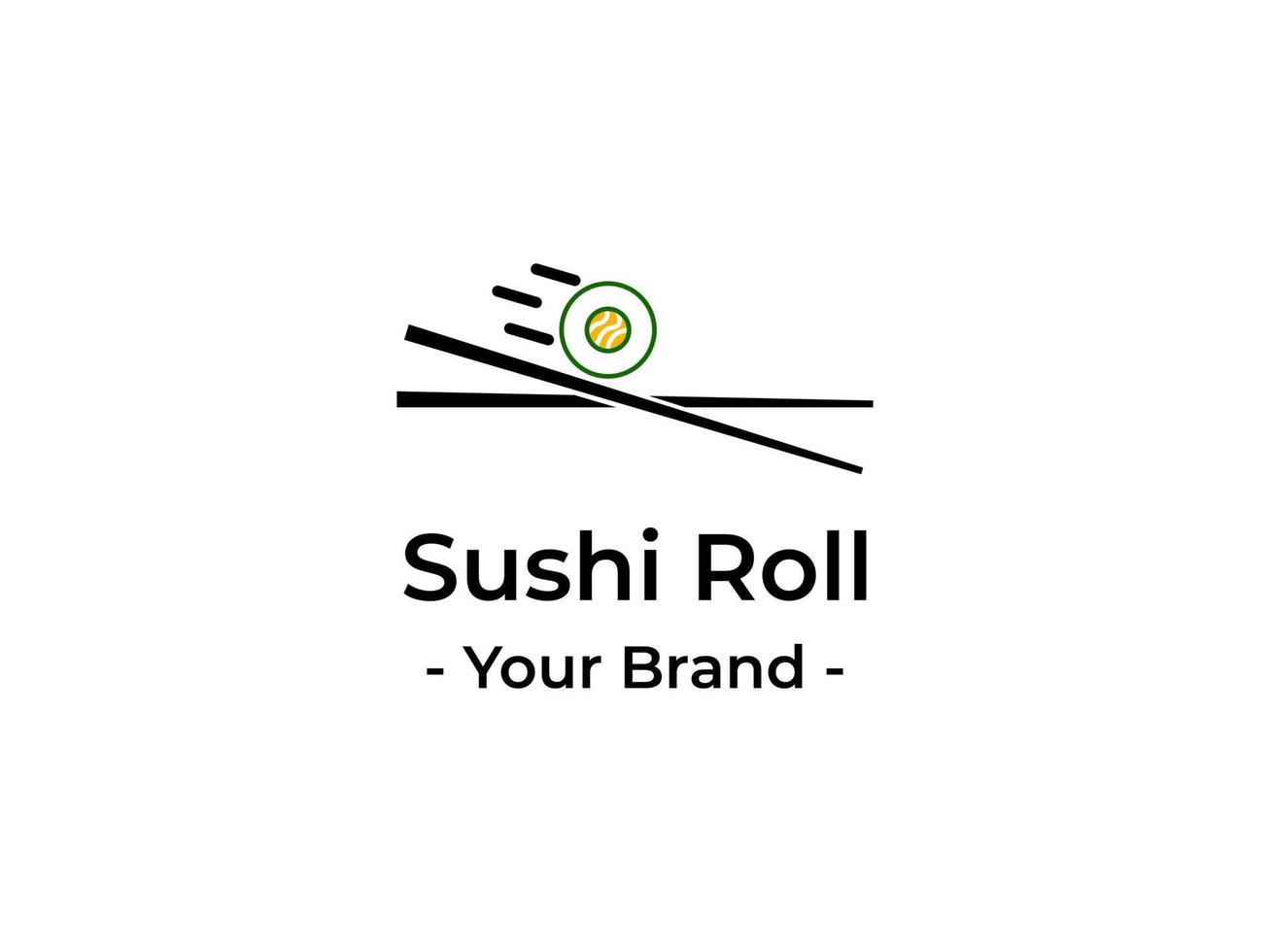 logo unique de rouleau de sushi adapté à une entreprise qui vend de la nourriture japonaise vecteur