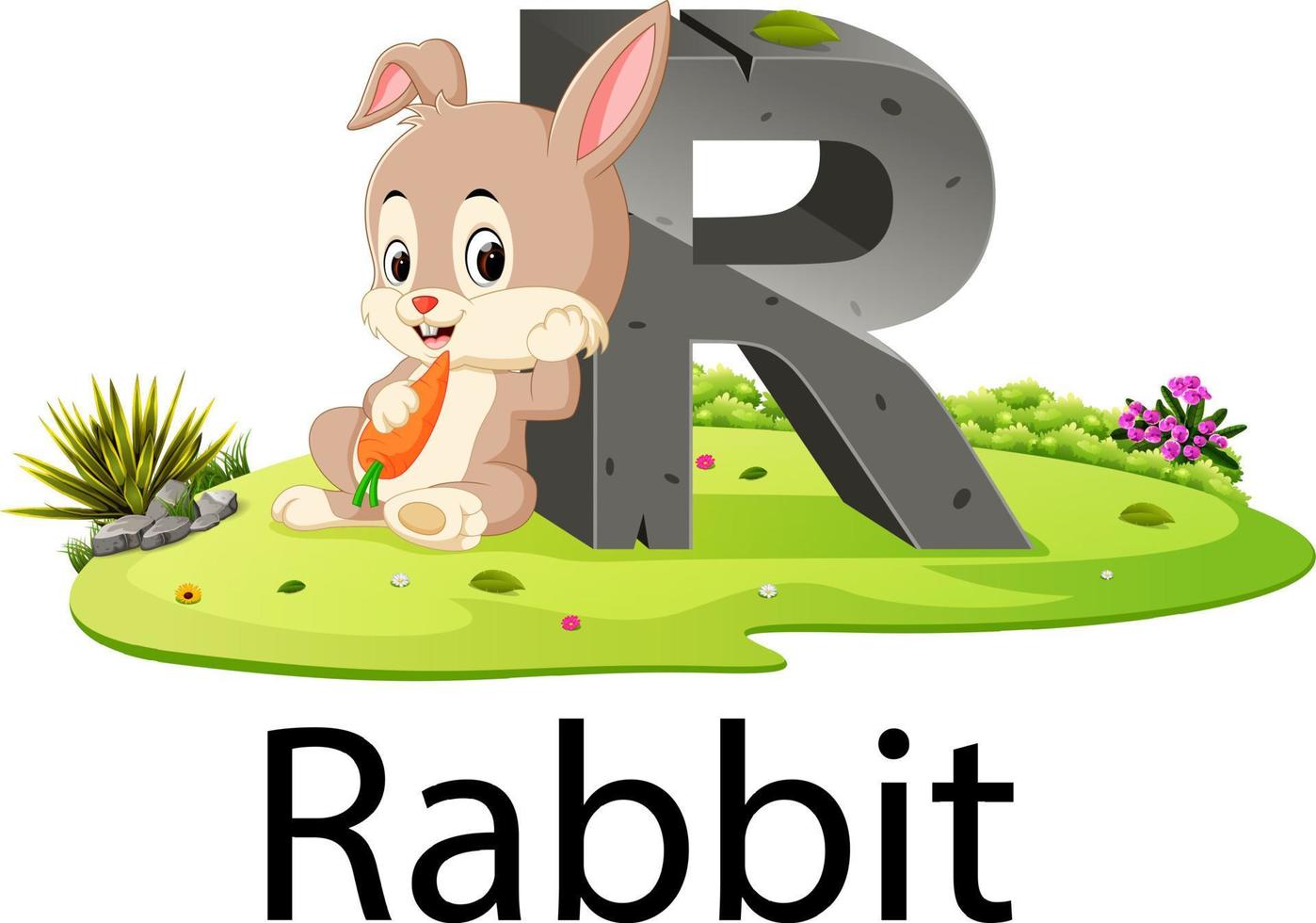 alphabet animal zoo r pour lapin avec la bonne animation vecteur