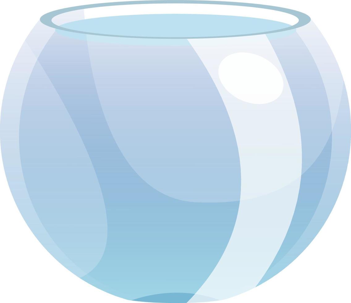 Aquarium en forme de cercle de verre avec de l'eau, isolé sur fond blanc vecteur