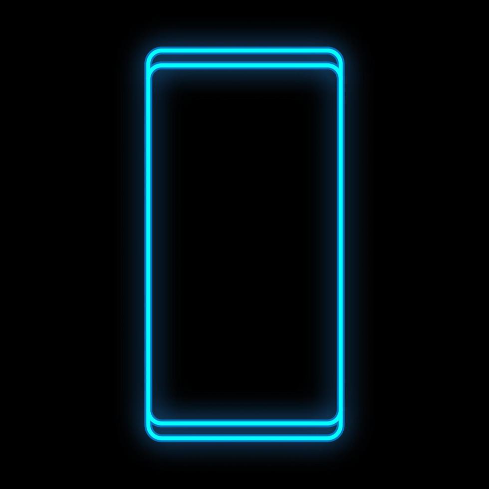 l'enseigne au néon numérique bleu lumineux lumineux pour le centre de service de marazin ou d'atelier est belle et brillante avec un smartphone de téléphone portable moderne sur fond noir. illustration vectorielle vecteur