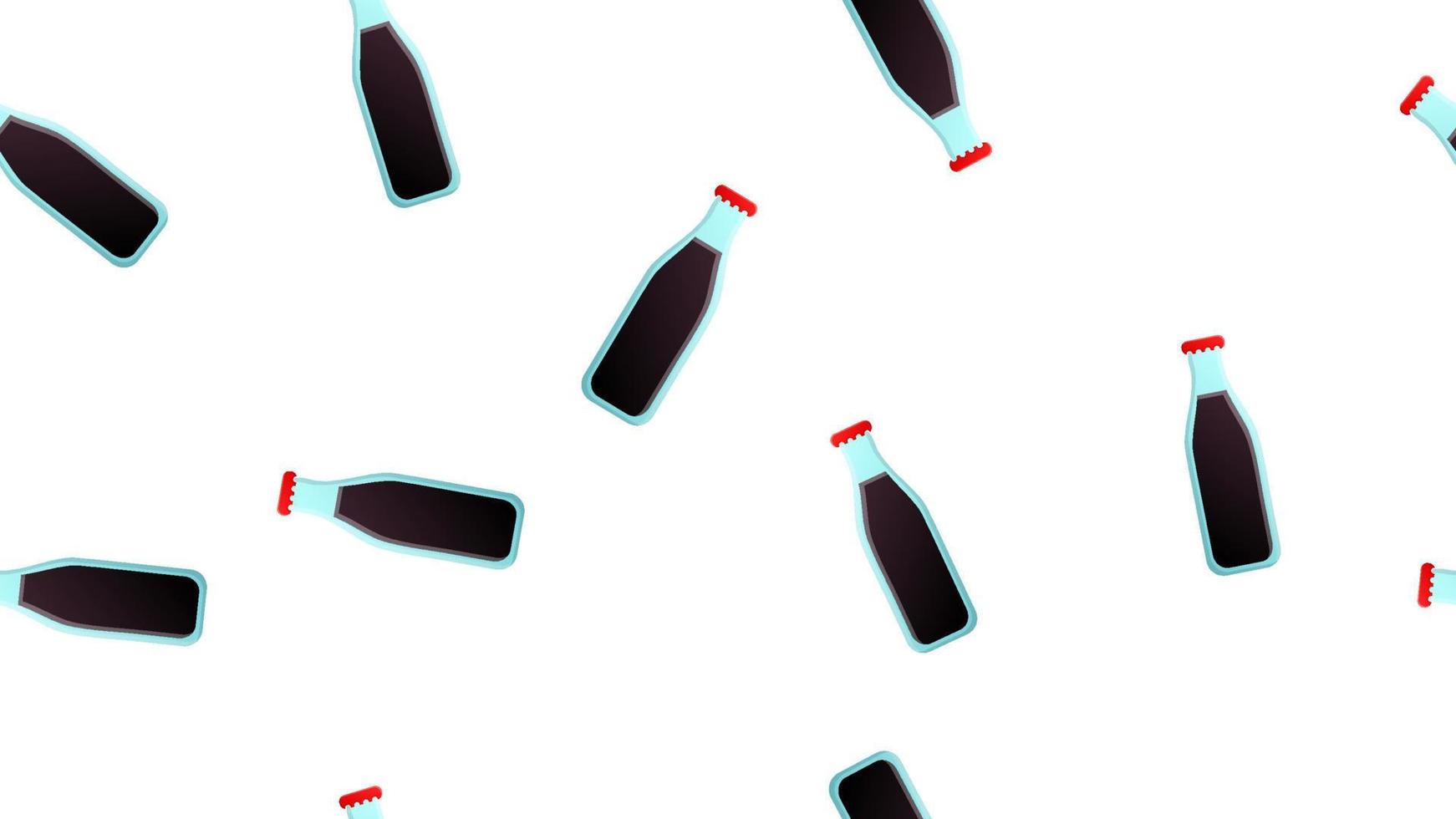 limonade de couleur noire dans une bouteille en verre sur fond blanc, illustration vectorielle, motif. cola pour la restauration rapide. limonade nocive. papier peint pour la conception de restaurants fast-food, snack-bars vecteur