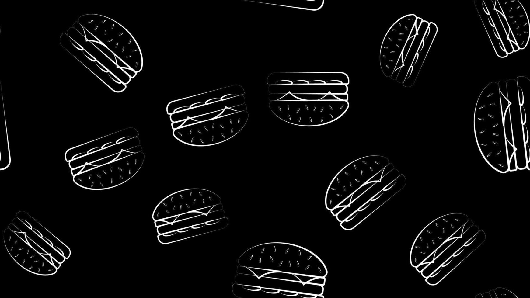 modèle sans couture de vecteur de hamburgers de contour noir. arrière-plan pour bannière, emballage, menu