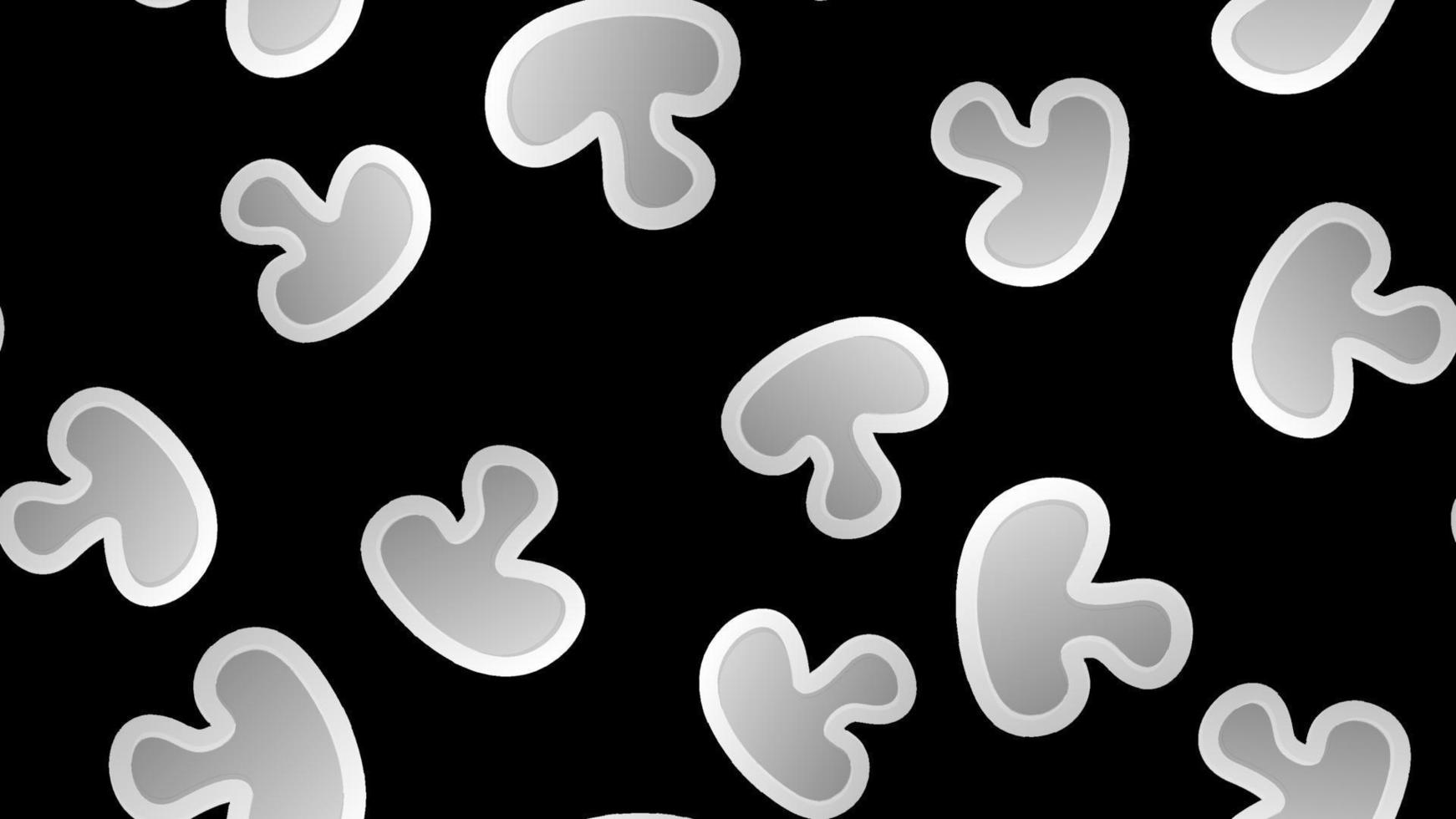 champignons sur fond noir, illustration vectorielle, motif. un morceau de champignon dans une coupe. jeu de champignons. motif végétal. champignons sur fond blanc pour la décoration vecteur