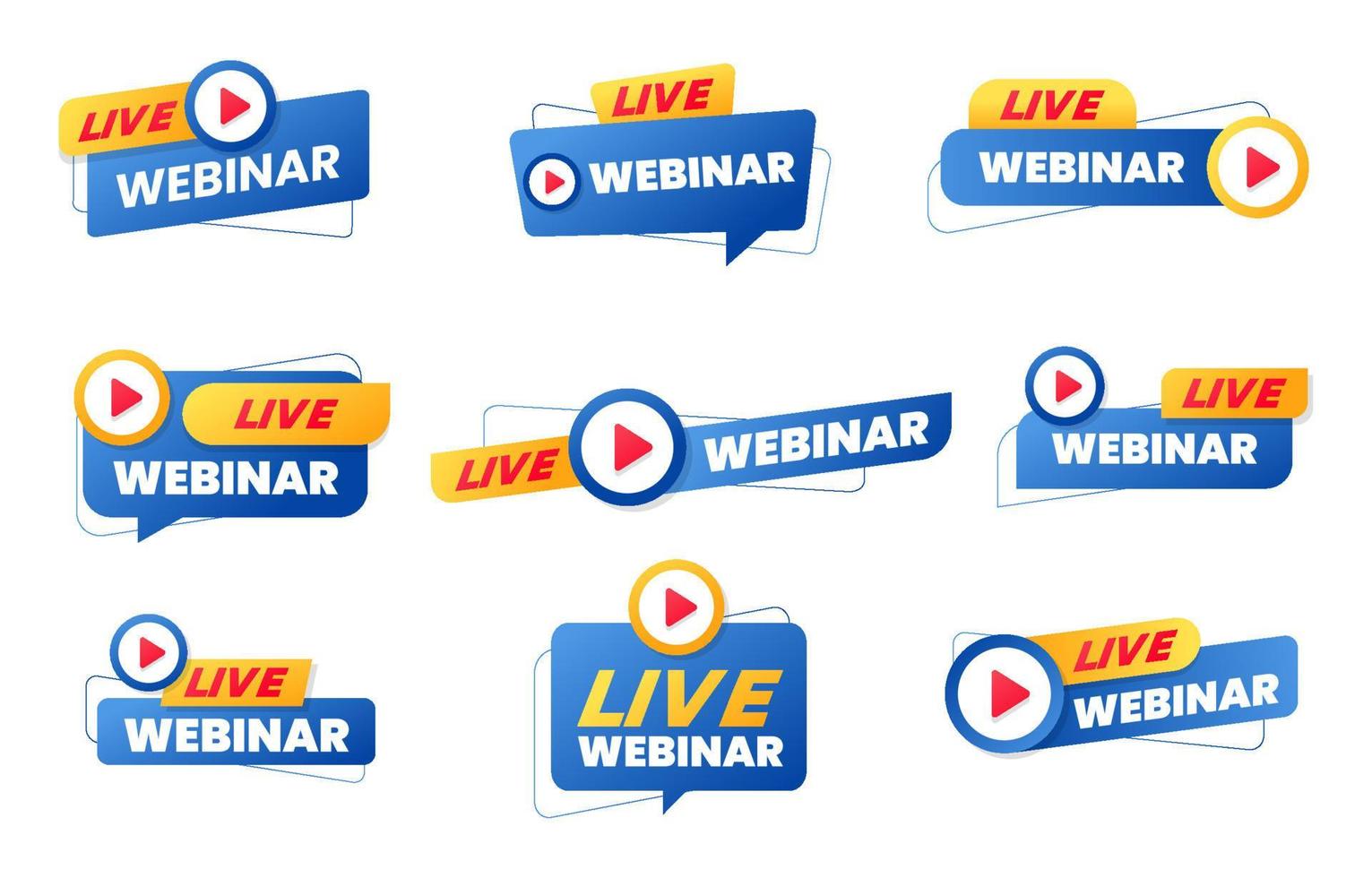 collection de badges d'icônes de webinaire en direct vecteur