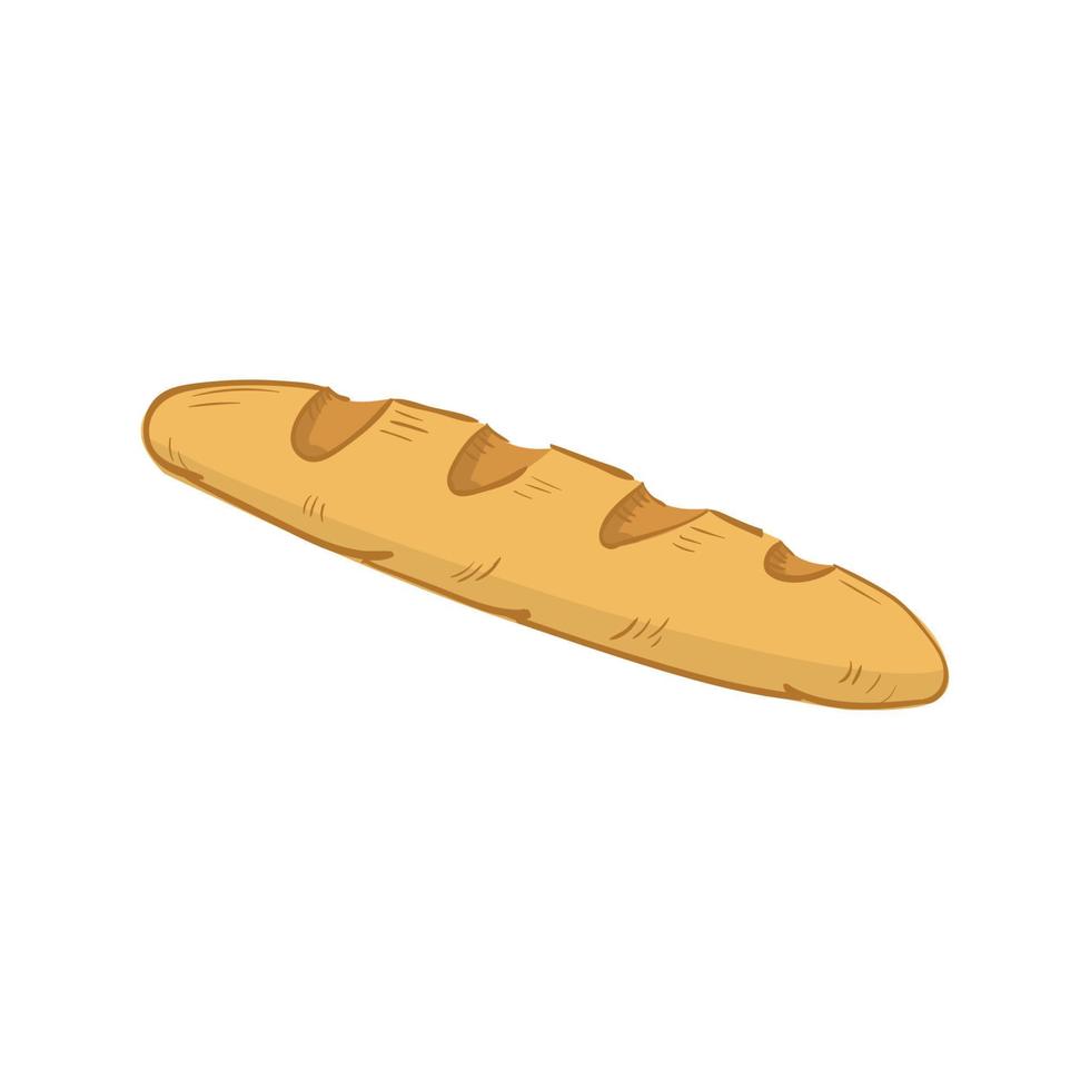 pain baguette français dans un style plat. symbole de nourriture de pain sain et traditionnel isolé sur fond blanc. pour une boulangerie ou un marché vecteur