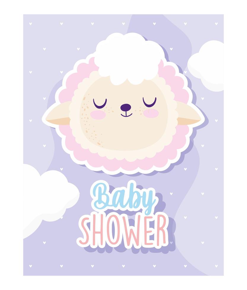 carte de douche de bébé avec mignon petit mouton vecteur
