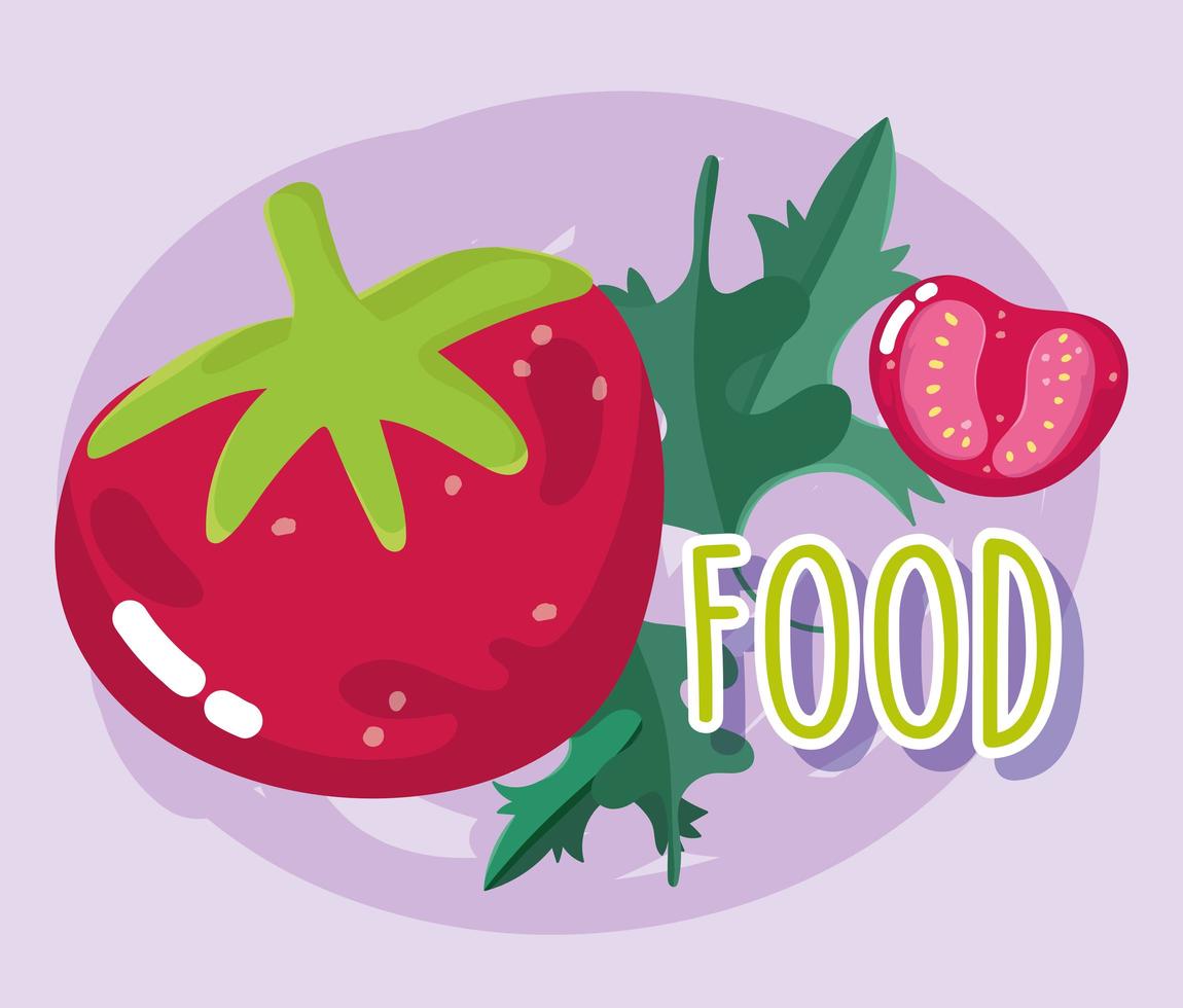 légume alimentaire. tomates et herbes fraîches vecteur