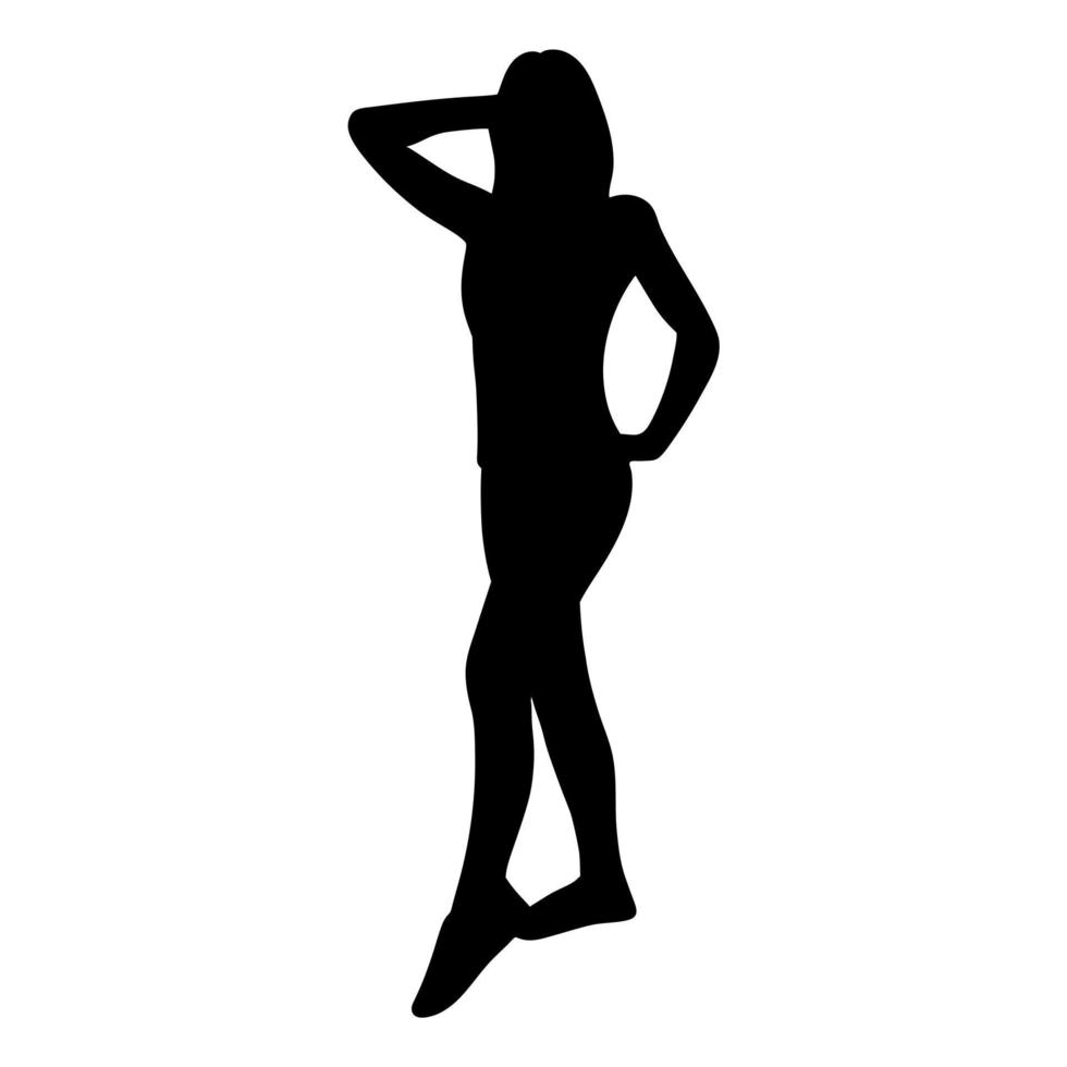 fille abstraite silhouette noire sur fond blanc vecteur