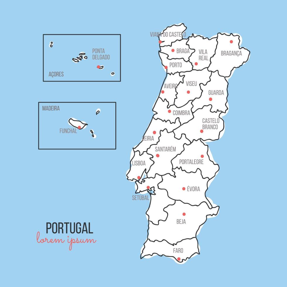 carte du portugal griffonnée vecteur