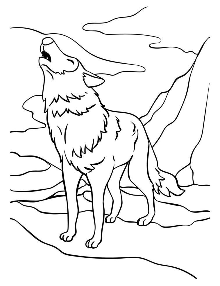 coloriage animal loup pour les enfants vecteur