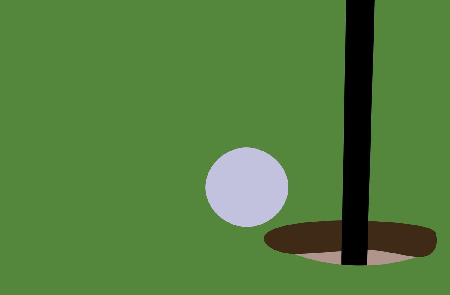 balle de golf sur l'herbe, illustration, vecteur sur fond blanc.