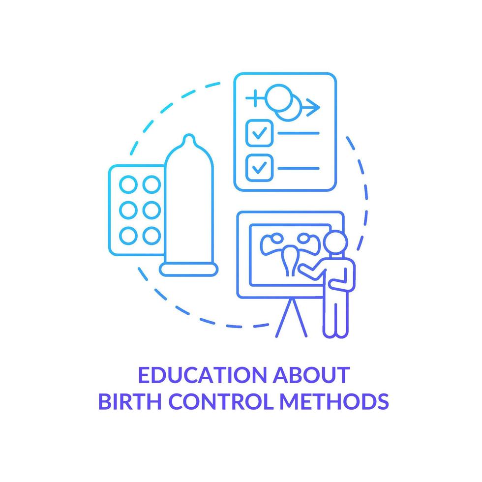éducation sur les méthodes de contrôle des naissances icône de concept de gradient bleu. solution à la surpopulation idée abstraite illustration en ligne mince. dessin de contour isolé. vecteur