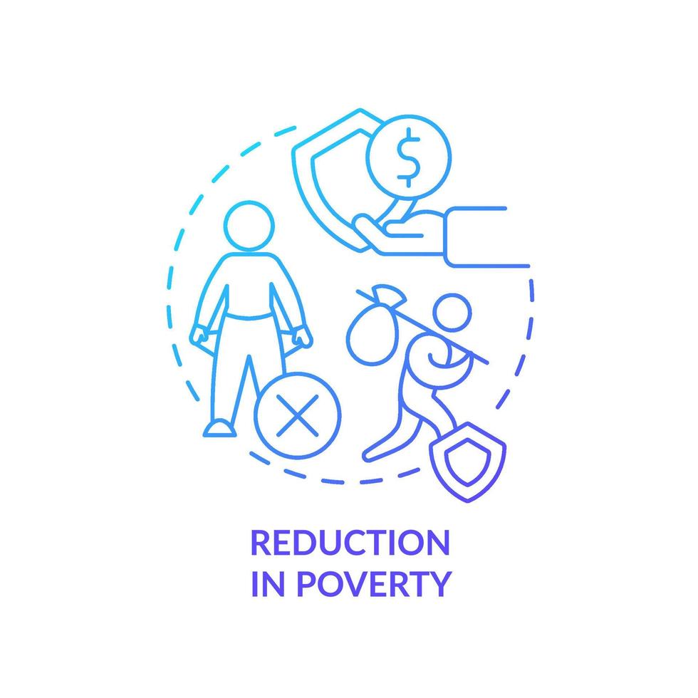 icône de concept de gradient bleu de réduction de la pauvreté. programme social. solution à la surpopulation idée abstraite illustration en ligne mince. dessin de contour isolé. vecteur