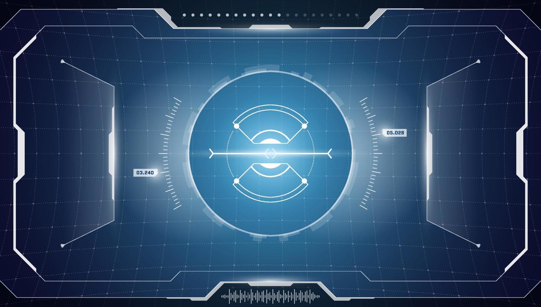 écran cyberpunk d'interface futuriste numérique vr hud. affichage tête haute de la technologie de réalité virtuelle de science-fiction. panneau de tableau de bord de vaisseau spatial gui ui. visière du viseur binoculaire fui. illustration vectorielle eps vecteur