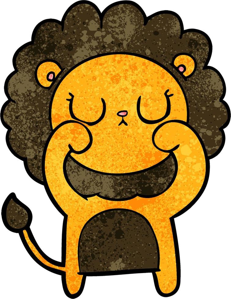 lion de dessin animé de texture grunge rétro vecteur