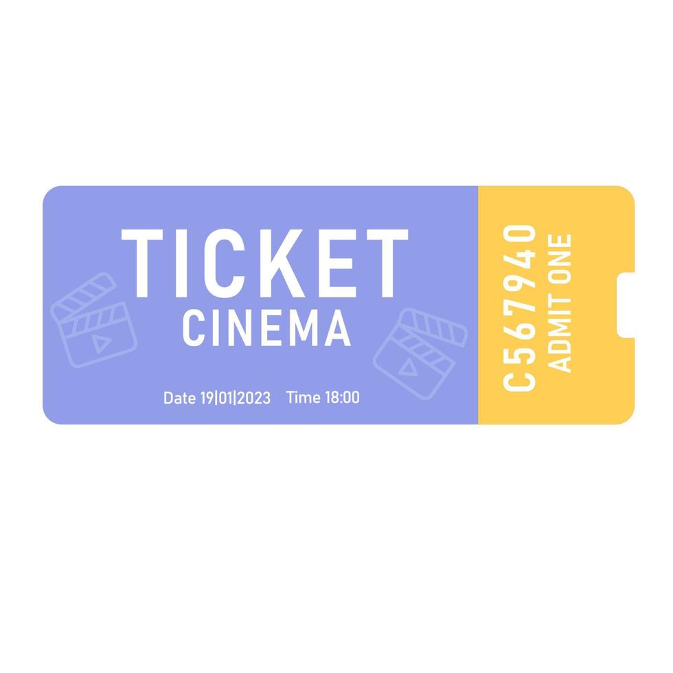 billet de cinéma sur fond blanc. vecteur