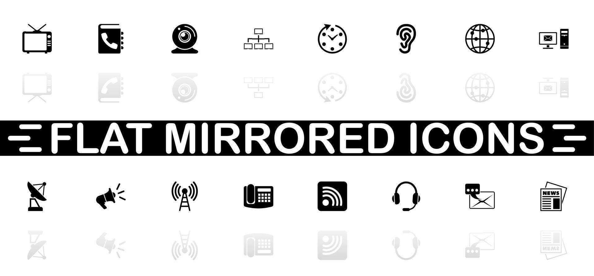 icônes de communication - symbole noir sur fond blanc. simple illustration. icône de vecteur plat. ombre de réflexion miroir. peut être utilisé dans les projets logo, web, mobile et ui ux.