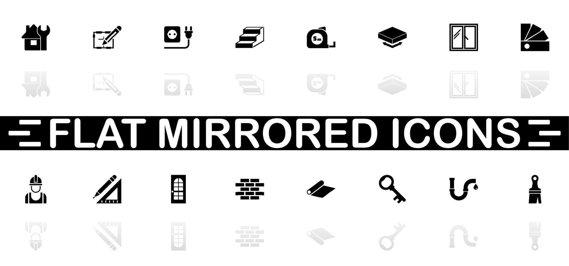 icônes de maison de construction - symbole noir sur fond blanc. simple illustration. icône de vecteur plat. ombre de réflexion miroir. peut être utilisé dans les projets logo, web, mobile et ui ux.