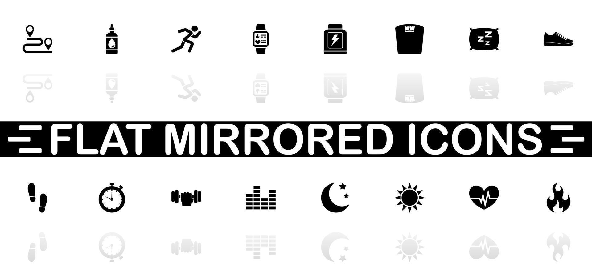 icônes de suivi d'activité - symbole noir sur fond blanc. simple illustration. icône de vecteur plat. ombre de réflexion miroir. peut être utilisé dans les projets logo, web, mobile et ui ux.