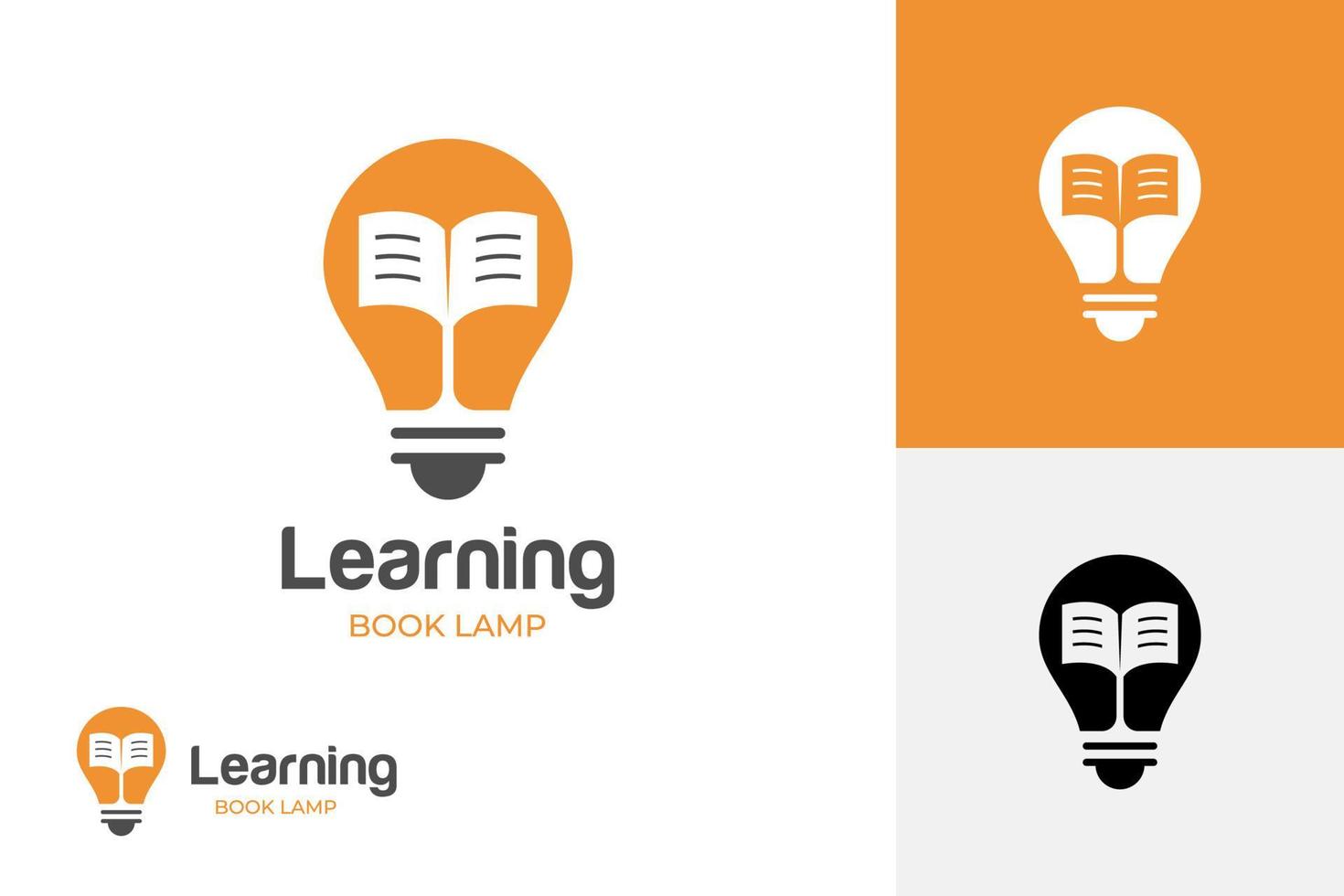 création de logo d'apprentissage d'ampoule de ligne. livre de lecture avec symbole d'icône logo lampe lumière. livre ouvert avec élément d'icône de vecteur d'ampoule pour la connaissance, comprendre la sagesse dans l'étude