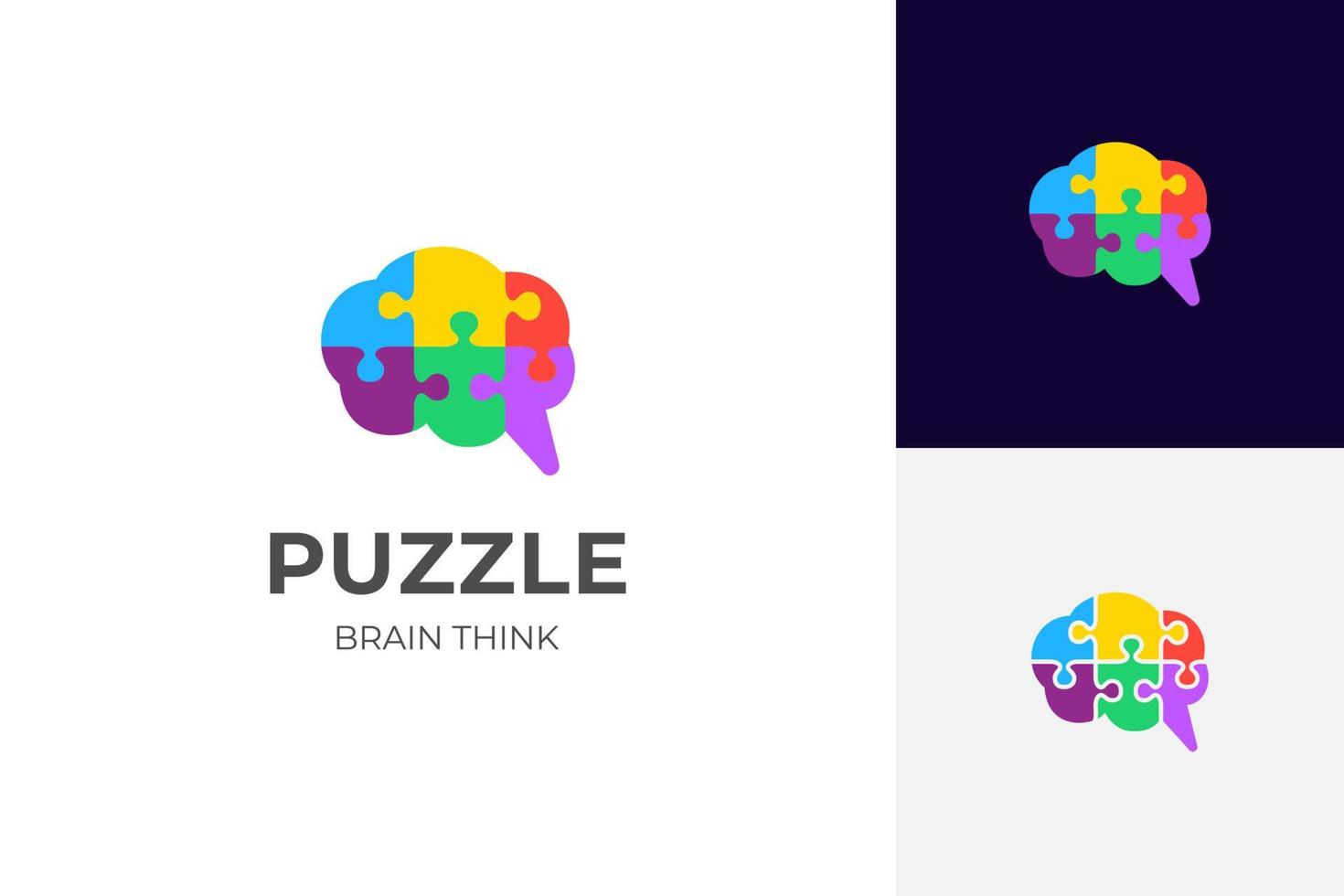 tête de puzzle logo icône illustration vectorielle. cerveau intelligence symbole logo puzzle illustration pour le minerai mental ou la santé mentale vecteur