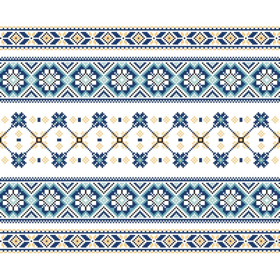 ensemble de motifs d'ornement ethniques aux couleurs bleues vecteur