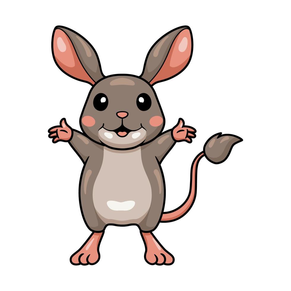 mignon petit dessin animé de jerboa levant les mains vecteur