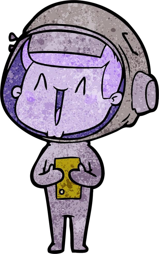 astronaute de dessin animé de texture grunge rétro vecteur