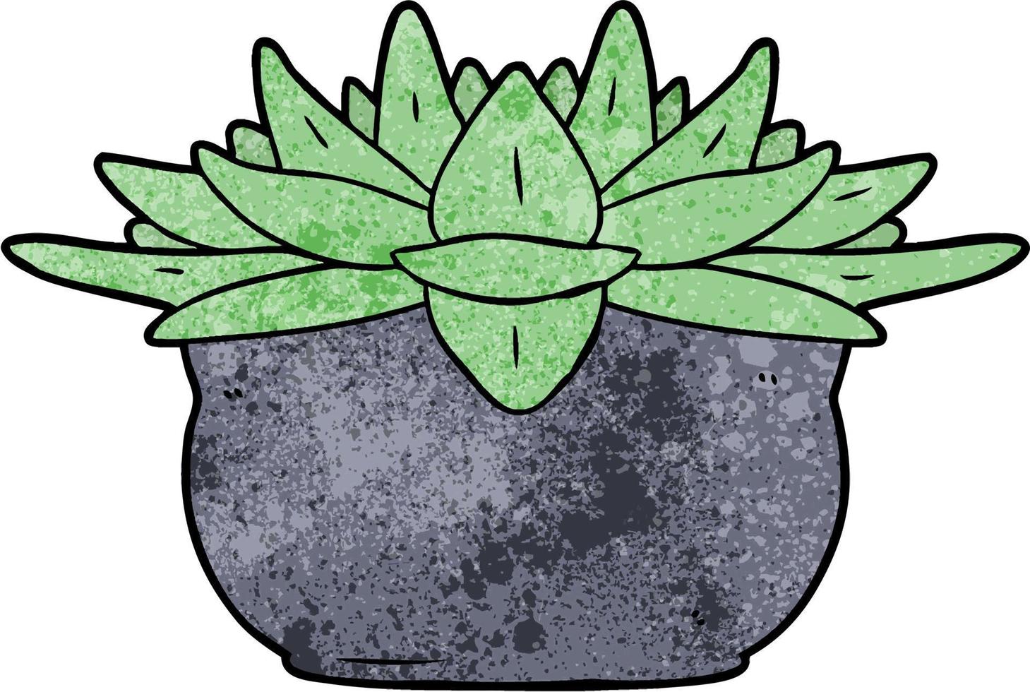 plante succulente mignonne de dessin animé de texture grunge rétro vecteur