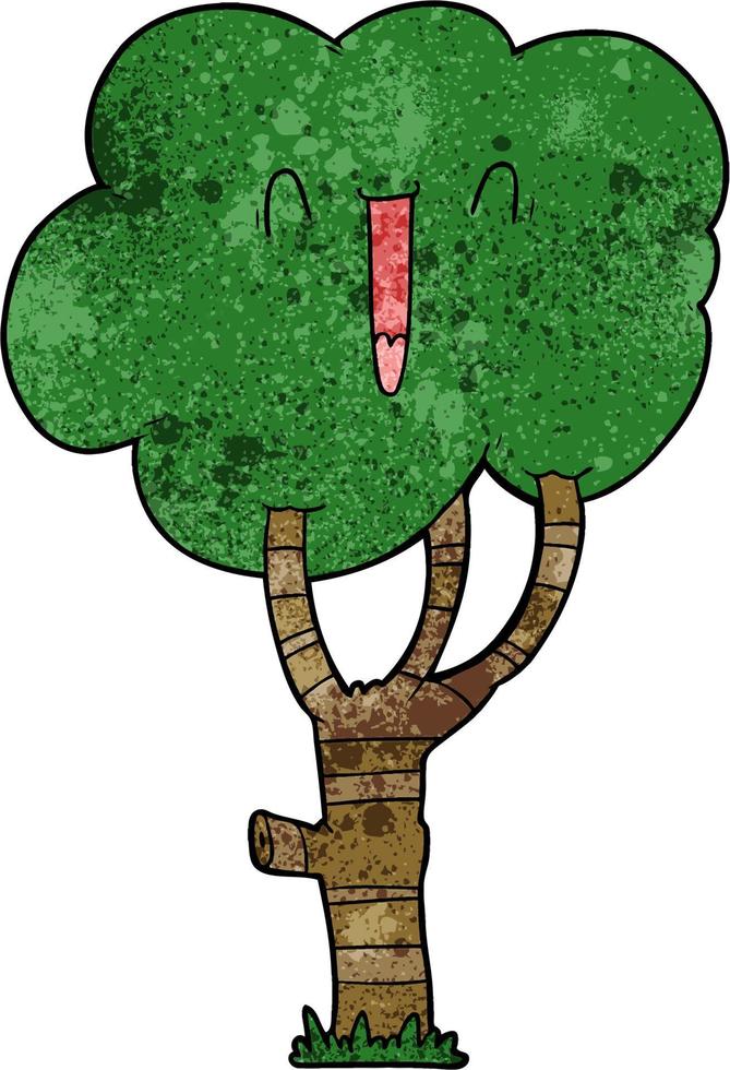 arbre de dessin animé de texture grunge rétro rire vecteur