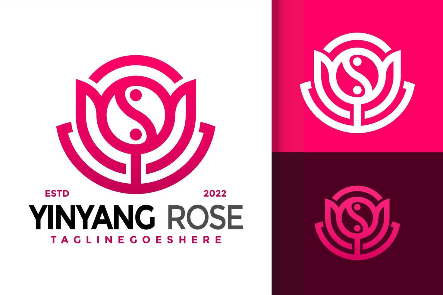 création de logo rose yinyang, vecteur de logos d'identité de marque, logo moderne, modèle d'illustration vectorielle de conceptions de logo