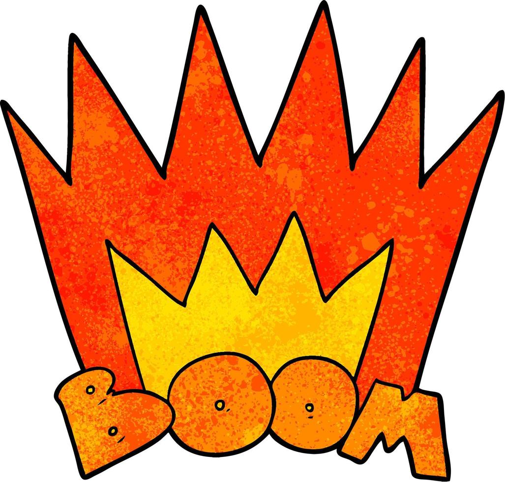 signe d'explosion de boom de dessin animé de texture grunge rétro vecteur