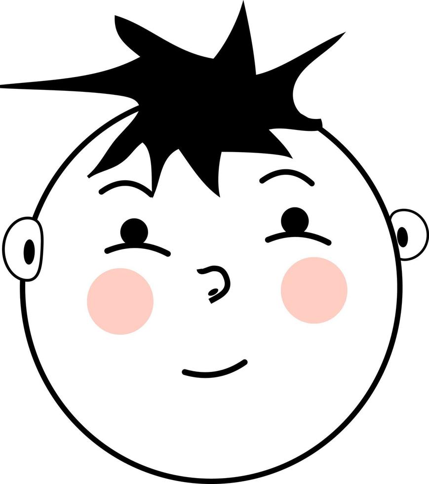 garçon heureux avec des cheveux hérissés noirs, illustration, vecteur, sur fond blanc. vecteur