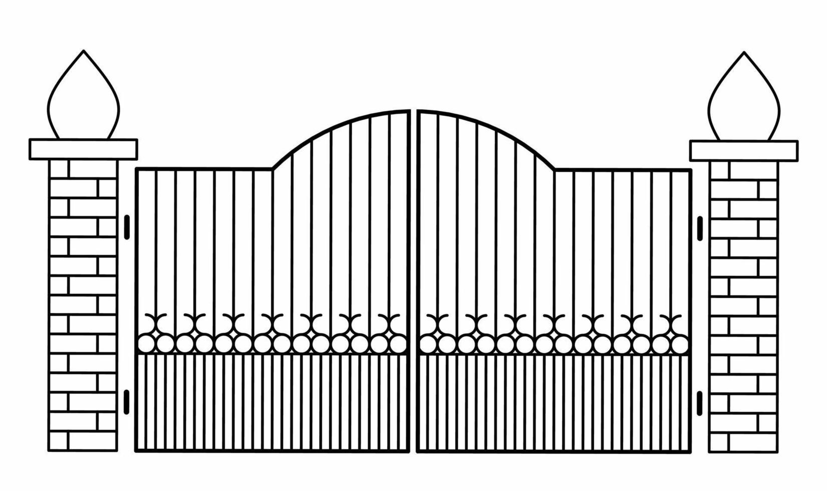 porte de clôture vue de face.porte de clôture de style javanais vecteur