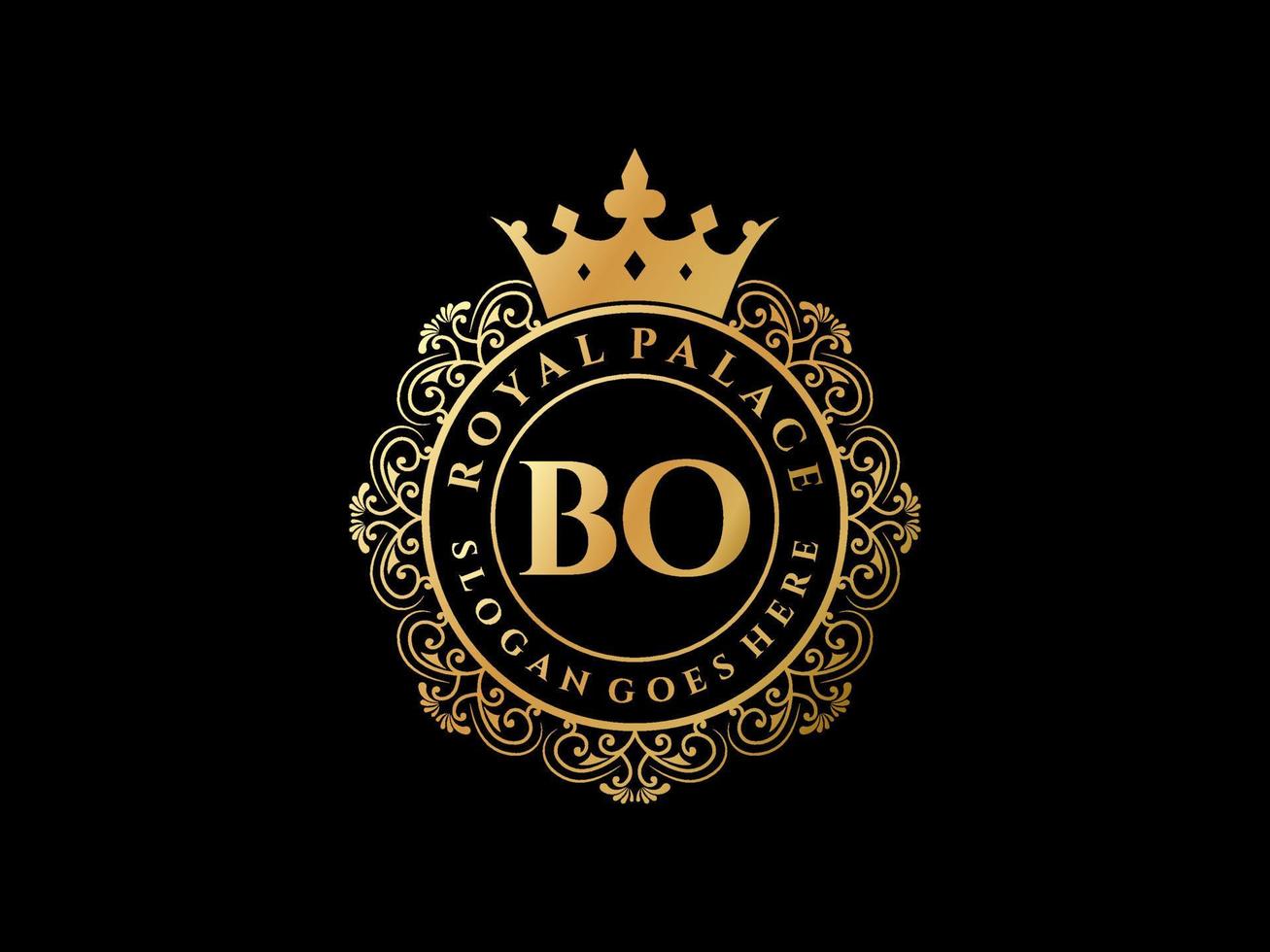 lettre bo logo victorien de luxe royal antique avec cadre ornemental. vecteur