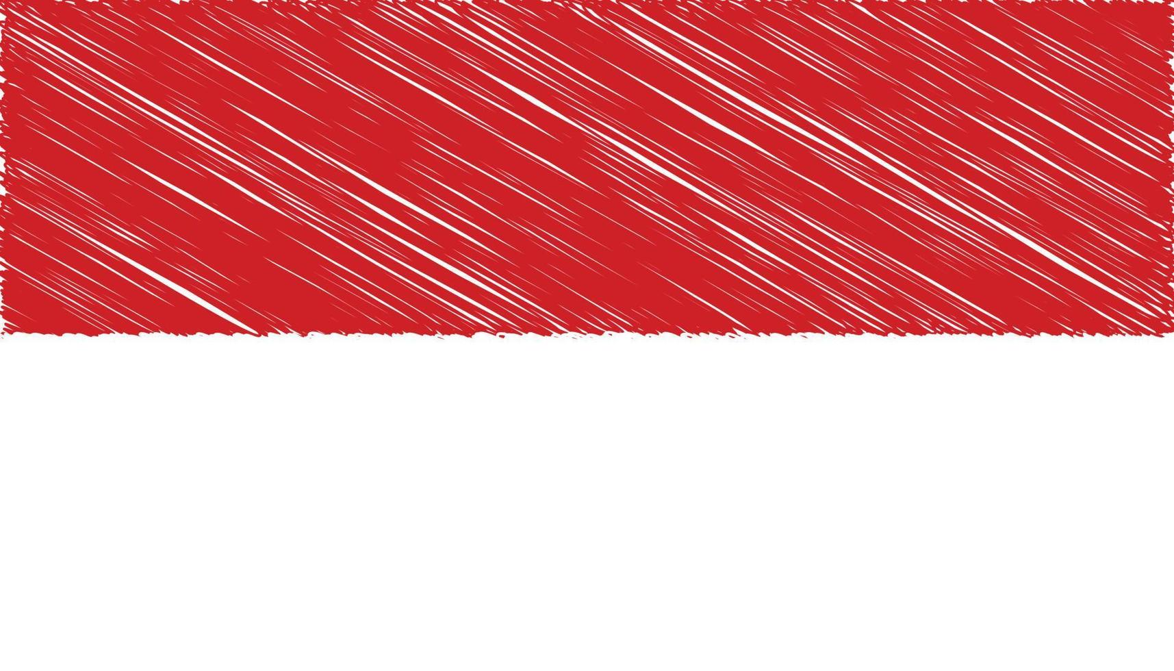gros plan du drapeau national indonésien avec illustration vectorielle effet gribouillis vecteur