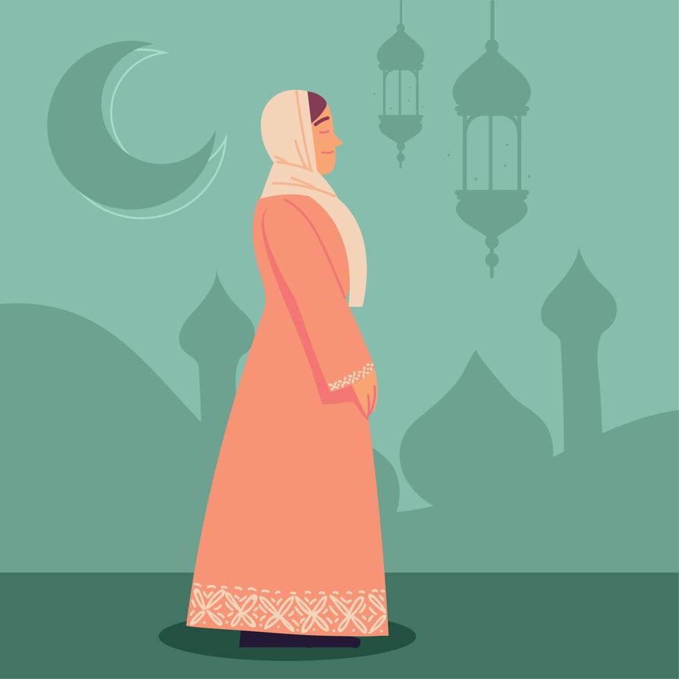 femme avec hijab culture musulmane vecteur