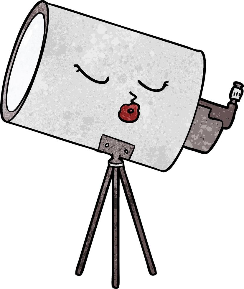 rétro grunge texture dessin animé mignon télescope vecteur