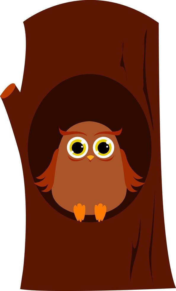 hibou dans l'arbre, illustration, vecteur sur fond blanc.