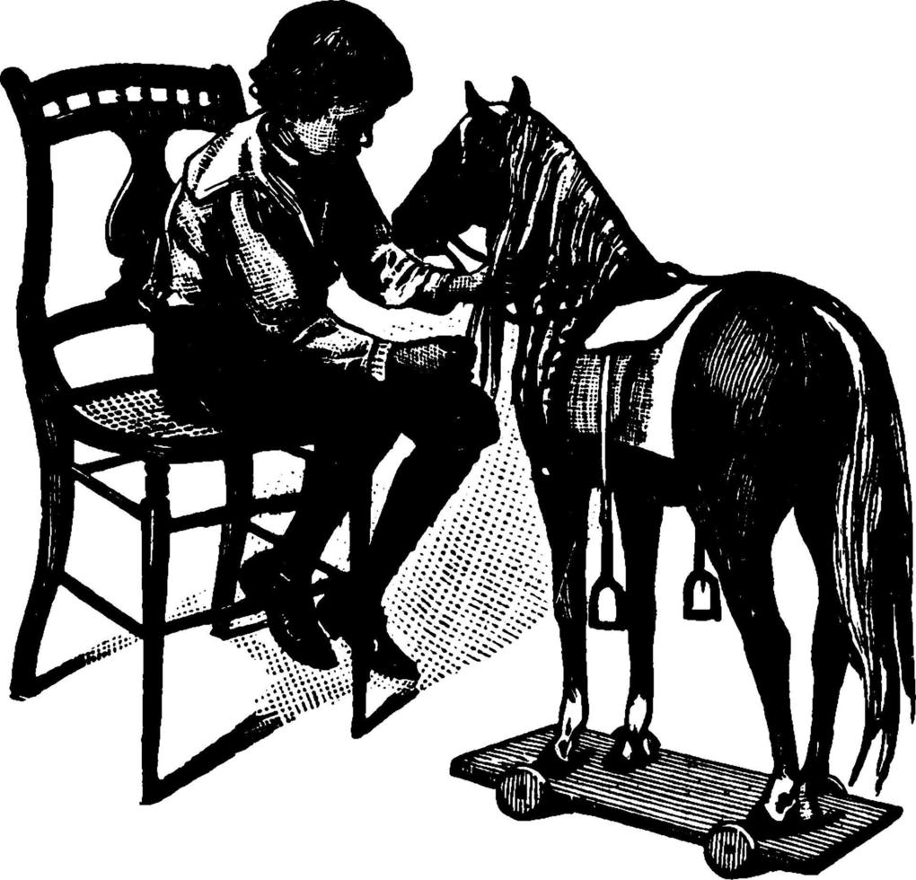 cheval jouet, illustration vintage. vecteur