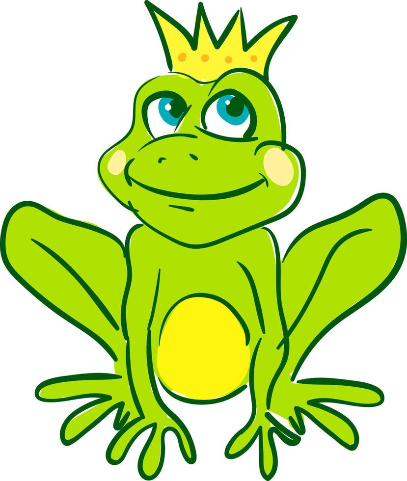 une grenouille royale avec une couronne d'or, un vecteur ou une illustration en couleur.