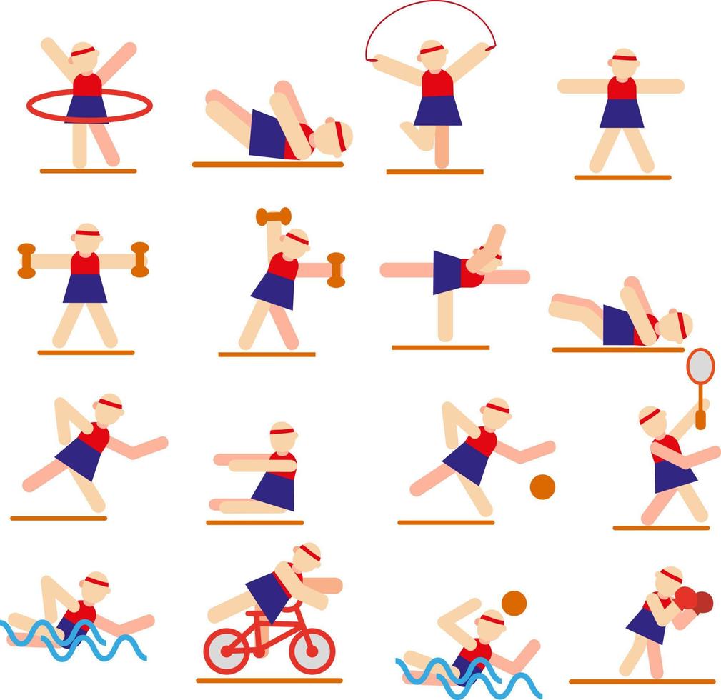 sportive faisant du sport, illustration, vecteur sur fond blanc.