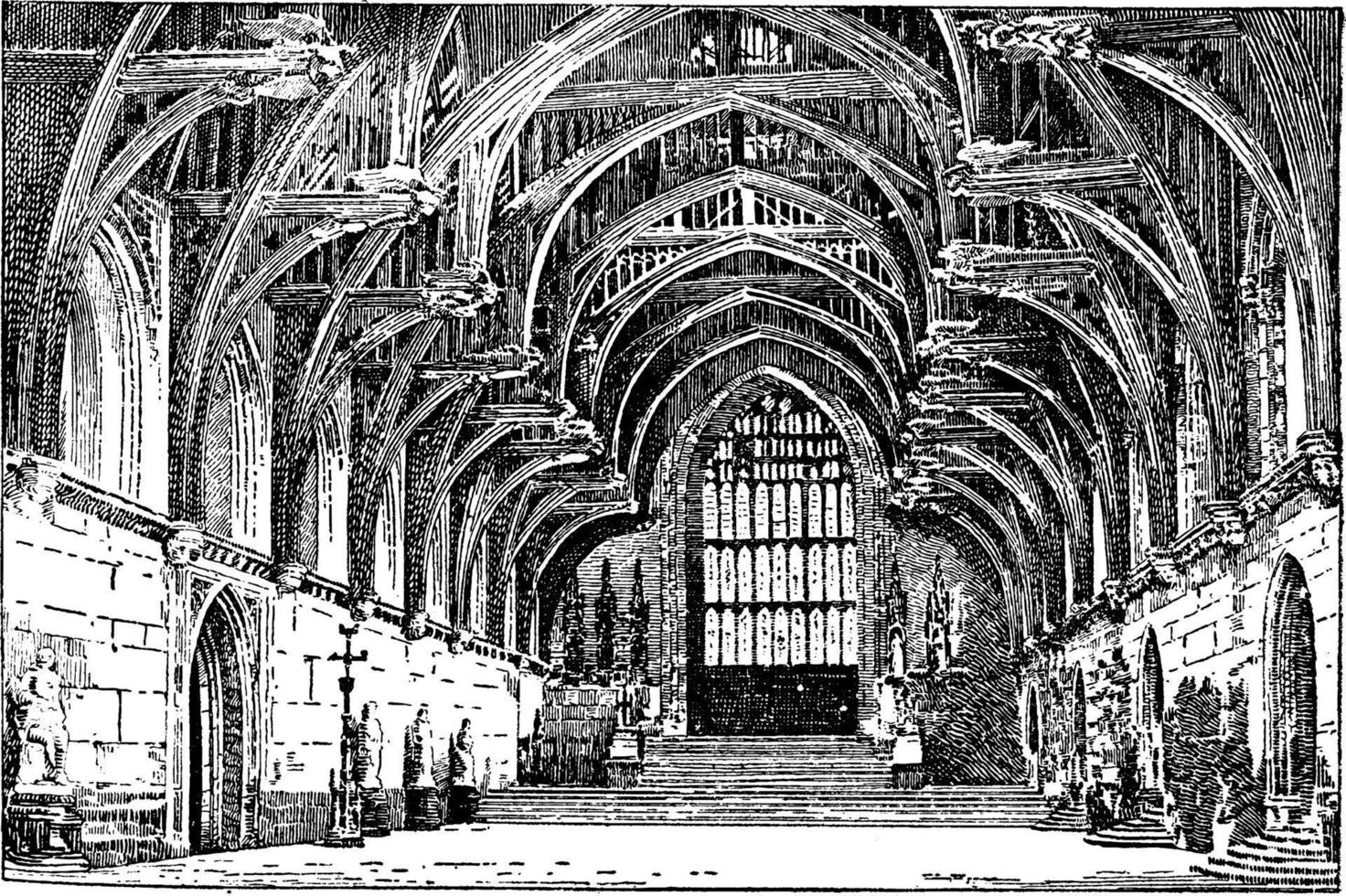 intérieur du hall de westminster, illustration vintage. vecteur