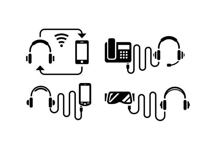 Headphone Silhouette Icons vecteur