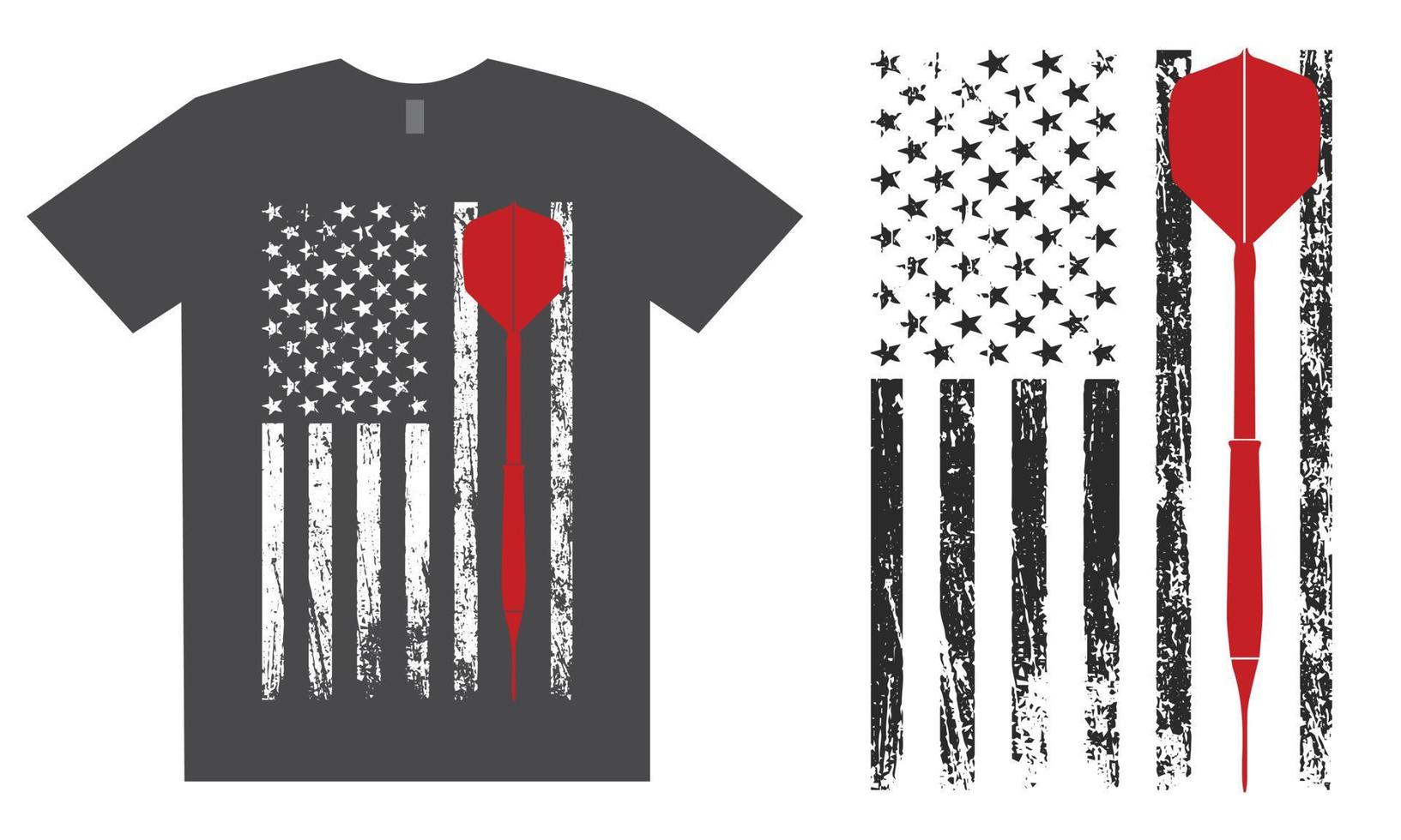 conception de t-shirt de fléchettes de drapeau américain vecteur