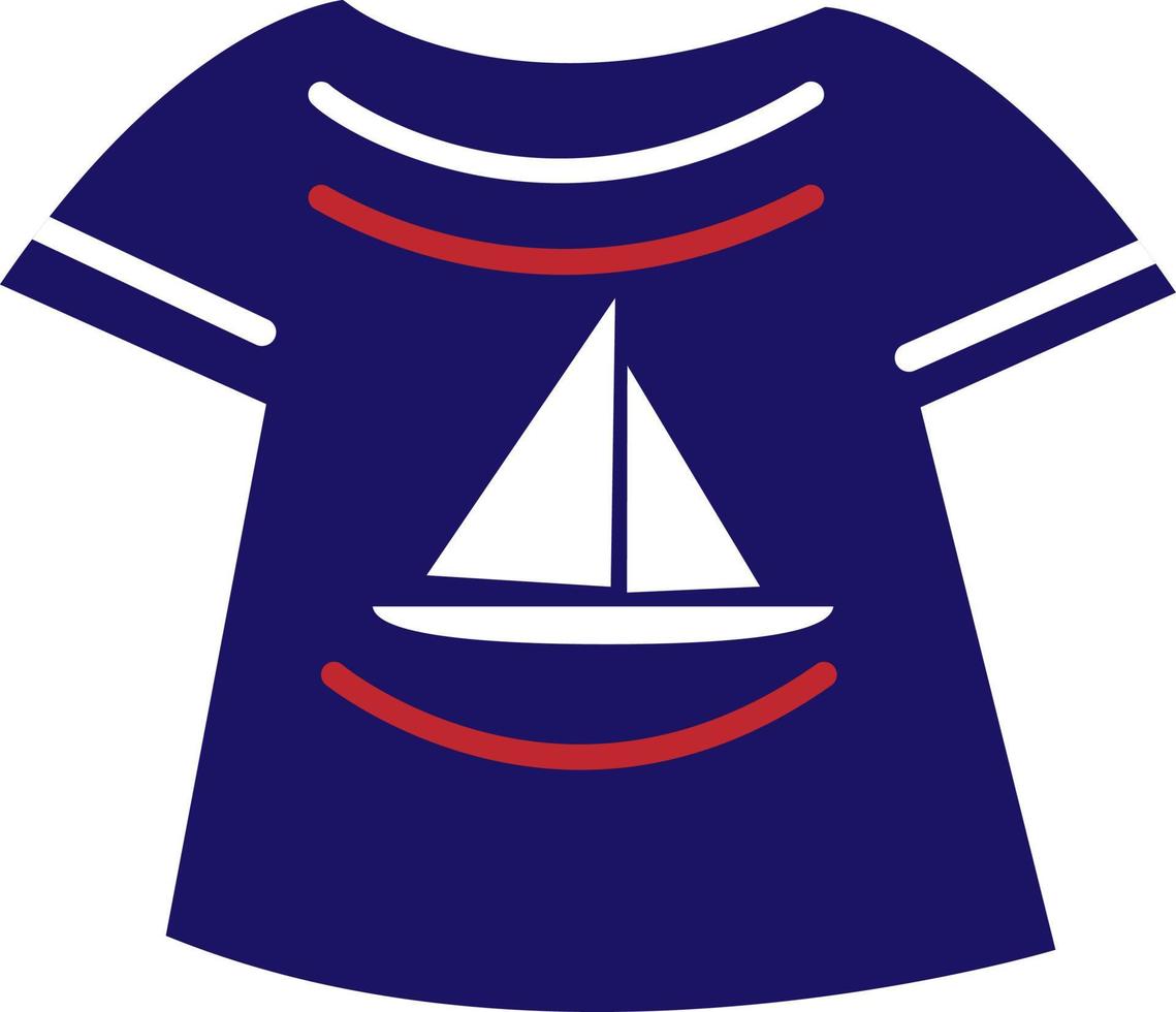 chemise d'été avec bateau, illustration, vecteur sur fond blanc.