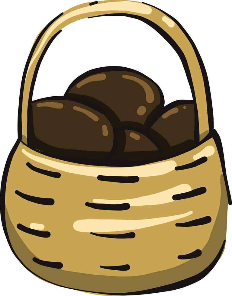 pommes de terre dans un panier, illustration, vecteur sur fond blanc.