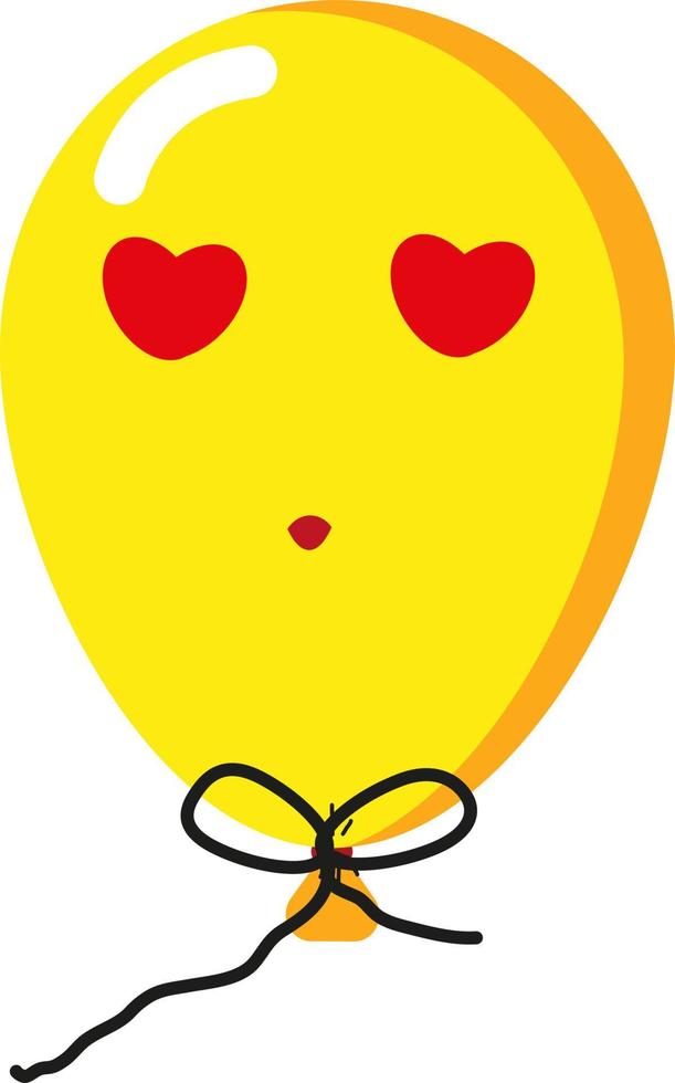 ballon jaune amoureux, illustration, vecteur sur fond blanc.