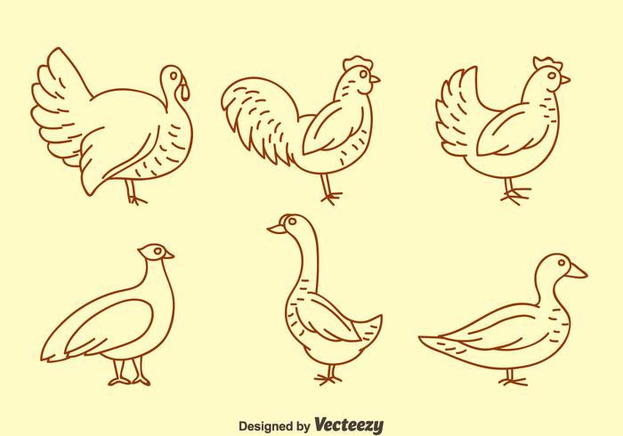 Fowl ligne Icons Vector