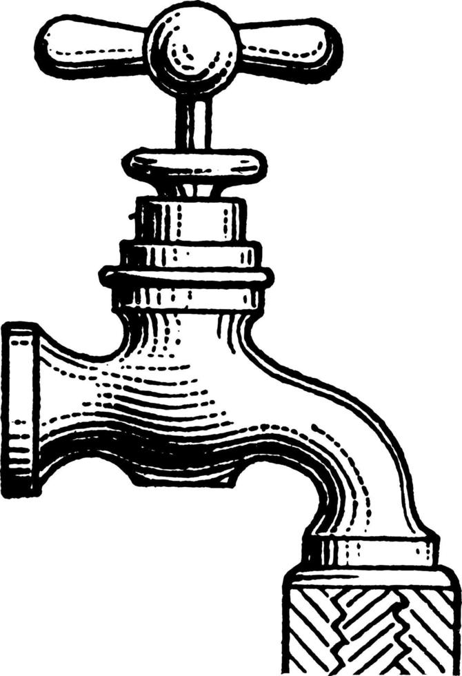 robinet d'eau, illustration vintage. vecteur